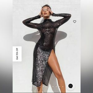 God Save Queens Long Sleeve Sequin Dress Black Sexy